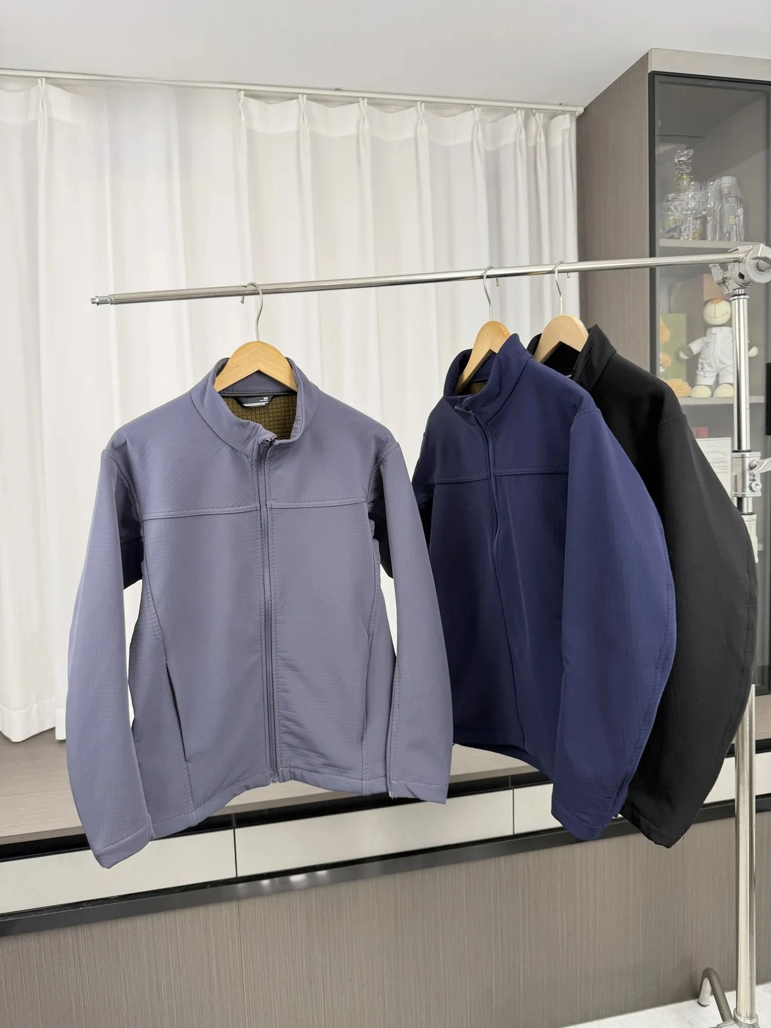 Quick Warm Grid Velvet Men's Autumn Winter Outdoor Commuting Stand Collar Fleece Soft  Jacket Casual Fashion City Style