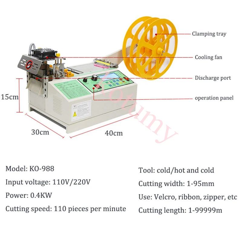 Automatic Cloth Tape Cutting Machine Hot and Cold Cutting Machine Magic Sticker Tube Zipper Elastic Ribbon Cutter Tool