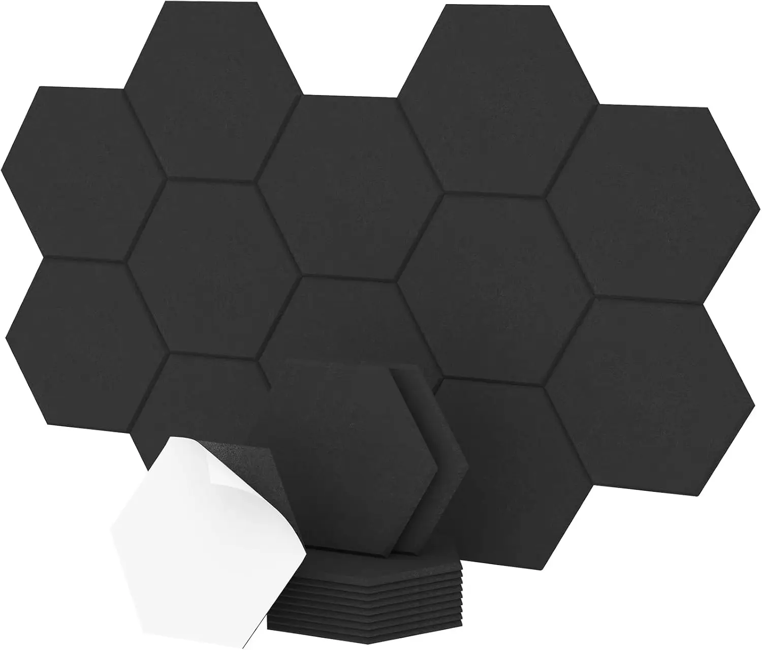 12PCS 30cm Hexagon Self Adhesive Wall Sticker Polyester Fiber Noise-proof Sound-absorbing Board for Living Room Home Decoration