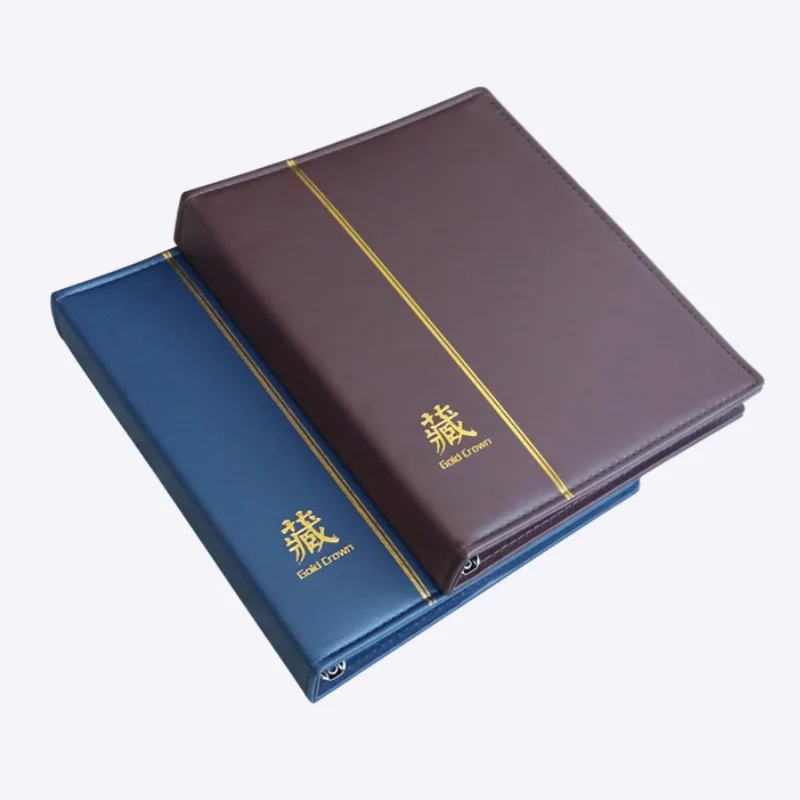 Top Grade Leather Loose-leaf Postage Stamps Album Collection Book Stamp Collection Album for 9 Holes Stamp 35 Sheets Paper Money