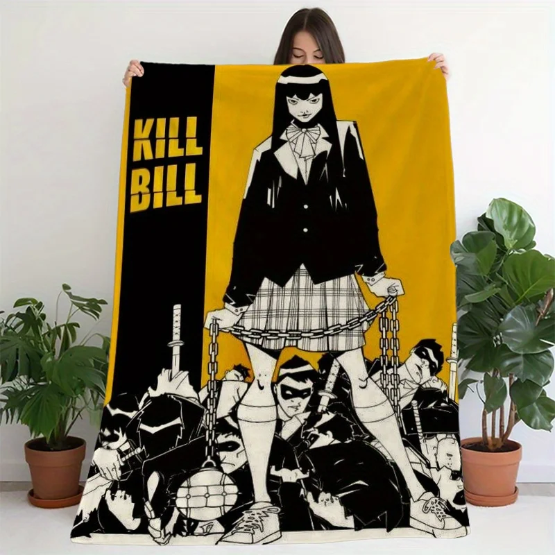BILL REVENGE themed yellow and black poster print flannel blanket-perfect gift for family gatherings