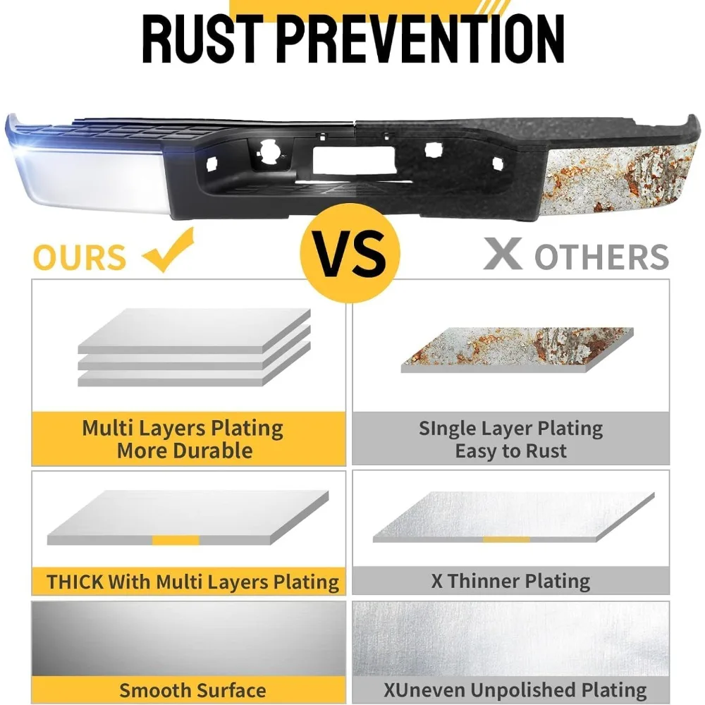 مجموعة المصد الخلفي من الكروم لشاحنات شيفروليه سيلفرادو 1500 وجي إم سي سييرا 1500 2007-2013