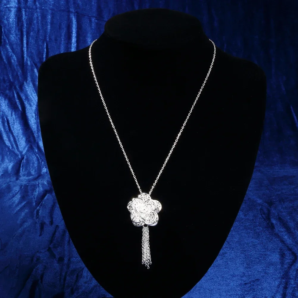 Street all-match 925 sterling silver charms Pretty flowers Pendant Necklace For Women fashion party wedding Jewelry gifts