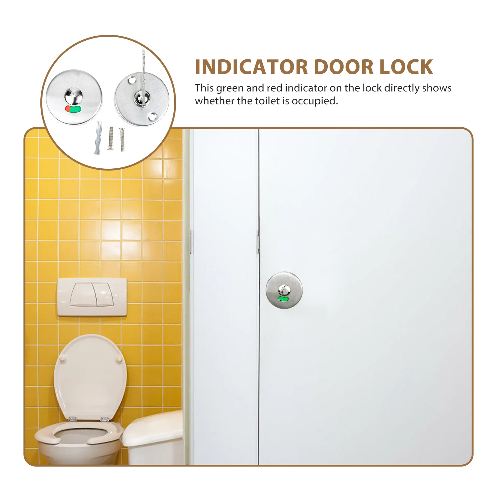 

Elegant Stainless Steel Toilet Door Lock Indicator for Public Restroom Mall Airport Stainless Steel Washroom Lock