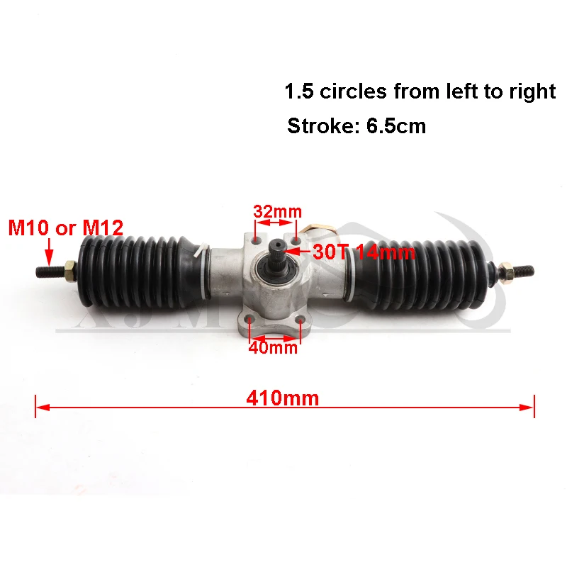 

420mm Power Steering Gear Shaft Rack Pinion Assembly for Go Kart Buggy ATV UTV DIY Replacement Parts Universal Fit Bike Vehicle