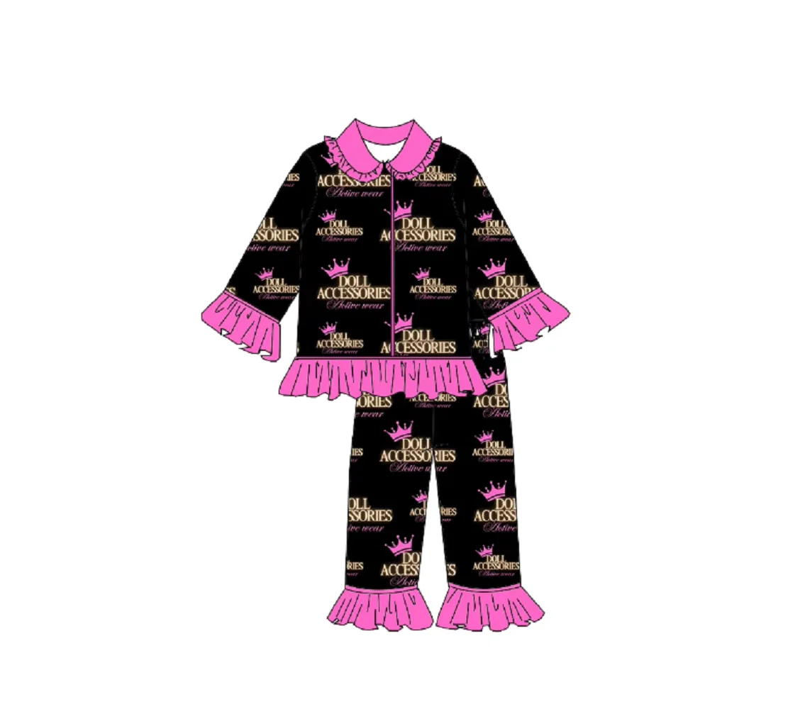 Wholesale Girls Pajama Shorts Two-piece Bowknot Toddler Girls Letter Cherry Print Pajama Set