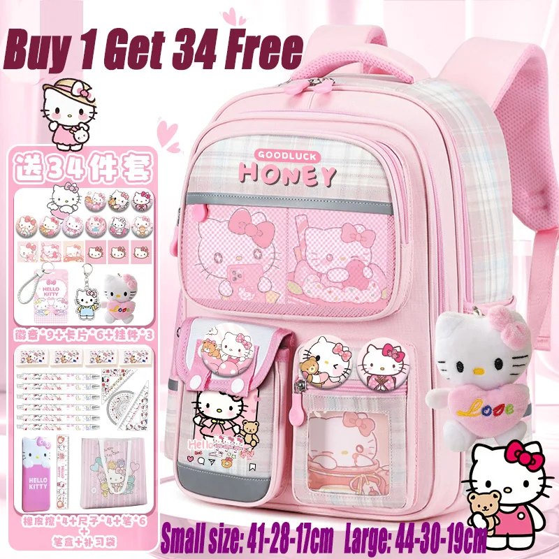 Sanrio Backpack Large Capacity Backpack 2025 New Cute Cartoon Kitty Cat Girls School Bag Teen Backpack Back to School Backpack