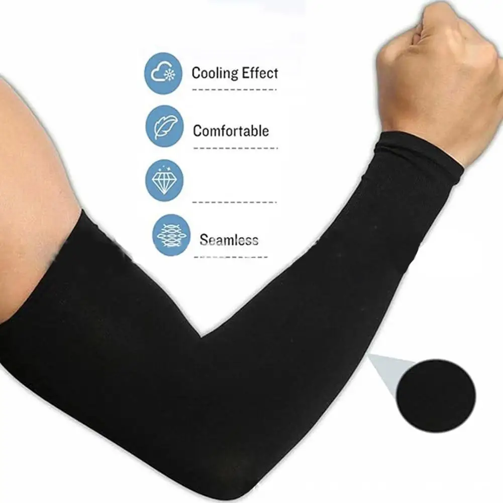 1Pair Nylon Arm Sleeve UV Protection Ice Sleeves Breathable Cooling Armsleeves Protection For Outdoor Cycling Biking Hiking