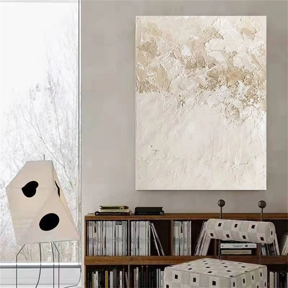 

Handmade Canvas Oil Painting Abstract Gold Foil Thick Texture Cuadros Line Paintings Decor Living Room Large Home Trim Pictures