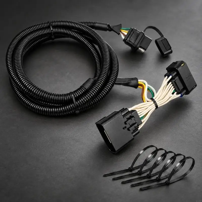 D5BE 56172 Trailer Light Wiring 4-Pin Harness for Tail, Brake and Turn with No-Cut Installation and Molded Cable Ends