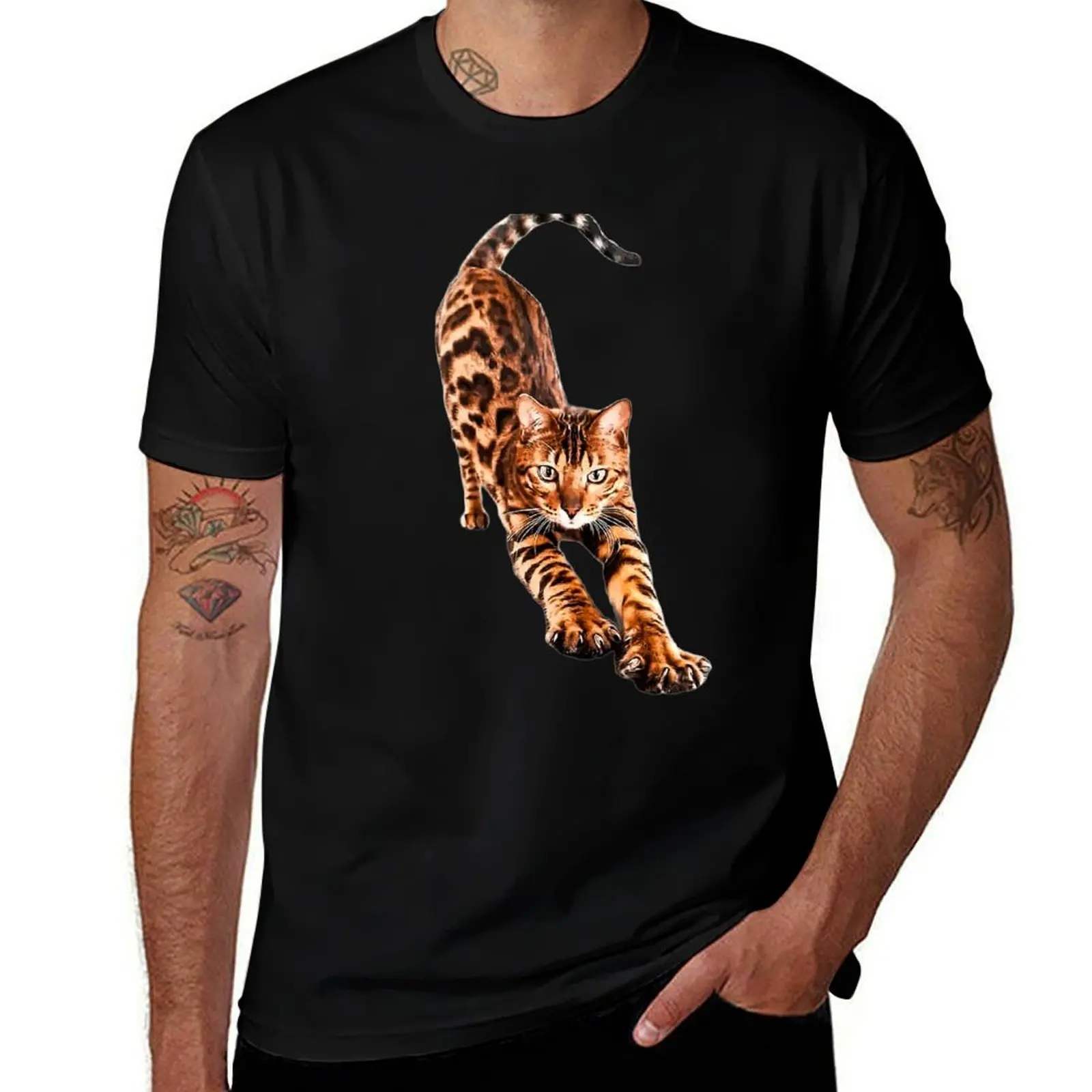 Bengal Cat Stretching T-Shirt Quick Dry Travel T-Shirt