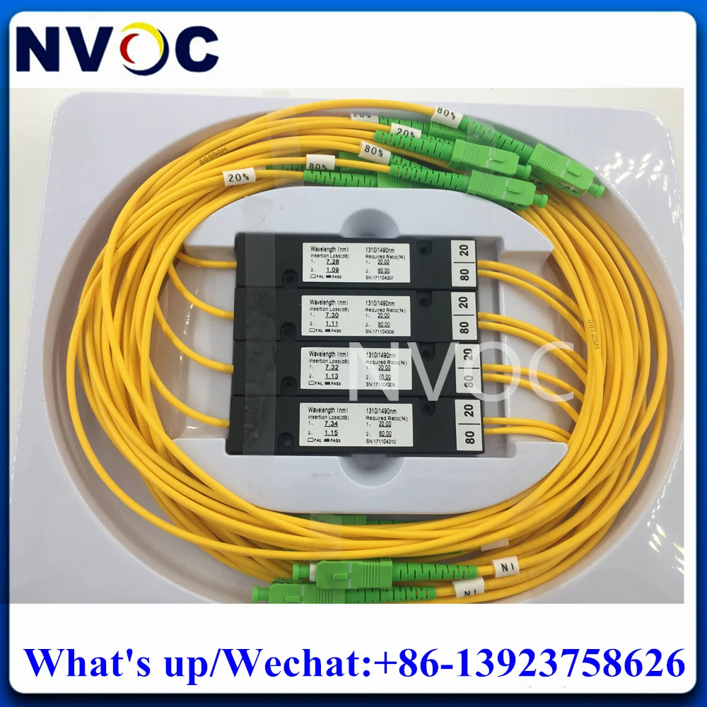 10Pcs GPON 1x2 1310/1550nm 20/80 2.0mm 1M 1*2  Fiber Optical PLC Splitter FBT ABS Box Module With SC/ST/FC/LCAPC Optic Connector