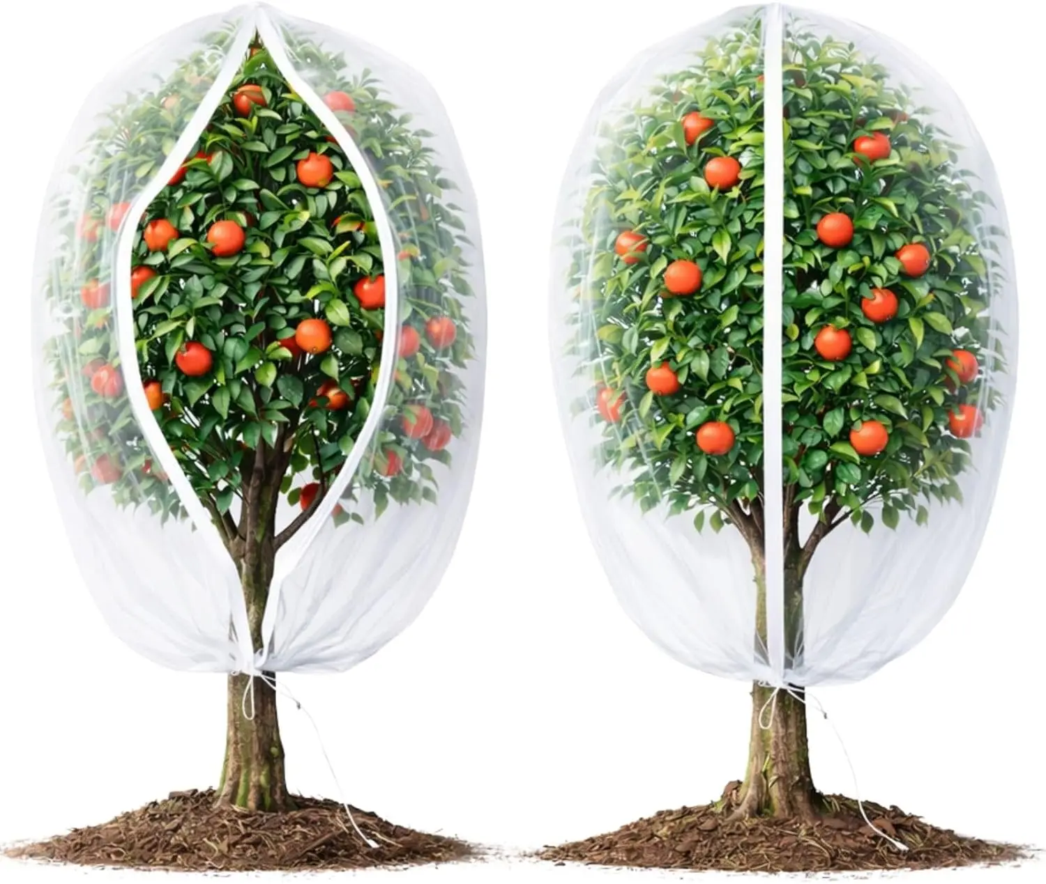 

2 Pack 6x6ft Fruit Tree Netting with Zipper & Drawstring, Ultra Fine Mesh Bird & Insect Barrier for Garden Protection