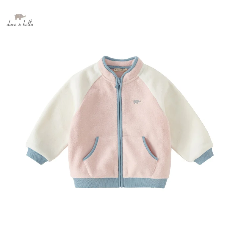 Dave Bella Children Boys Girls 2024 Spring New Fashion Casual Fleece Coat Tops Outerwear Outdoor Party DB1241347 image 4