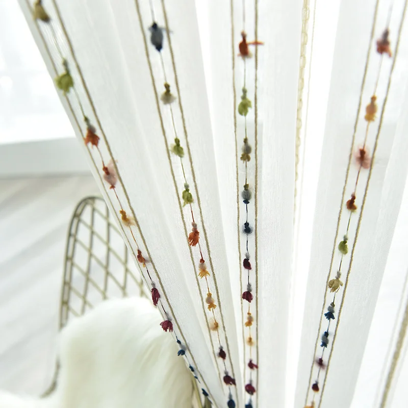Living Room Balcony Bedroom Trendy Chiffon Curtains Colorful Striped Window Fabric Curtains Window Fabric Finished Products