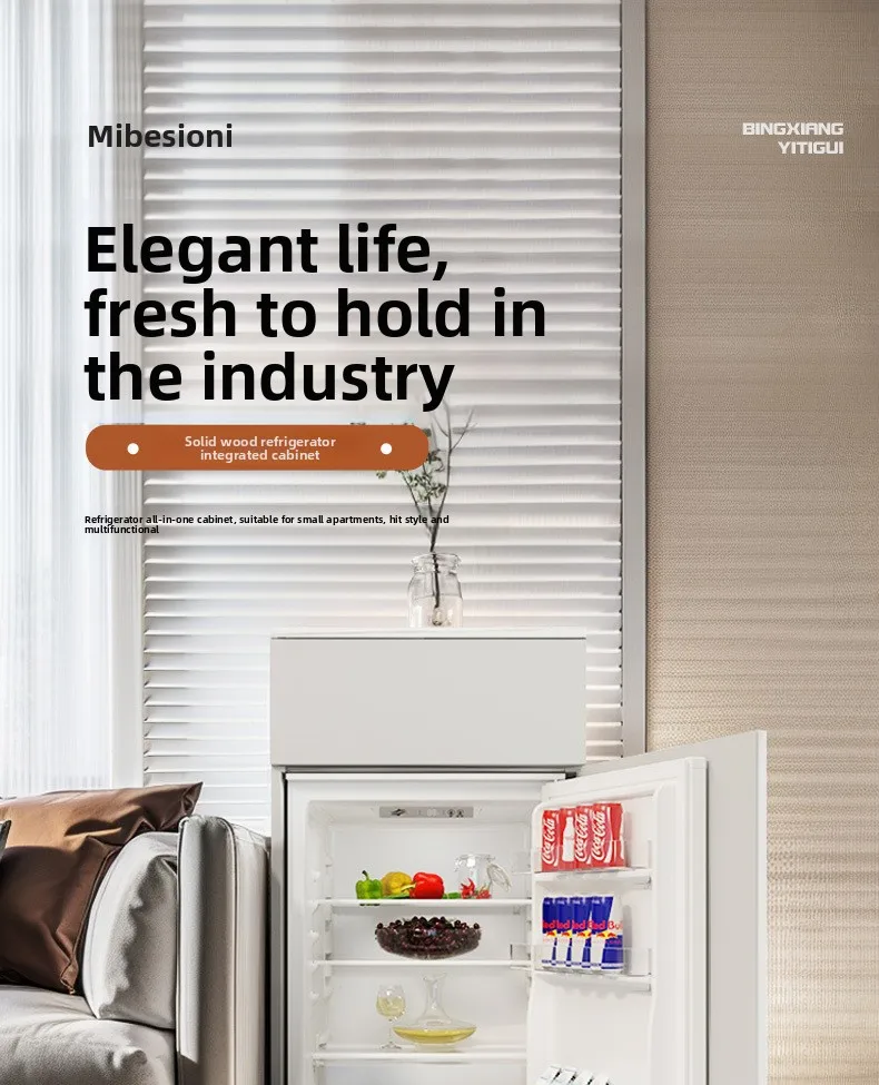 LX Esszimmer-Seitenschrank aus massivem Holz, moderner, einfacher Wohnzimmer-Kühlschrank, integrierter Teeschrank mit Aufbewahrung