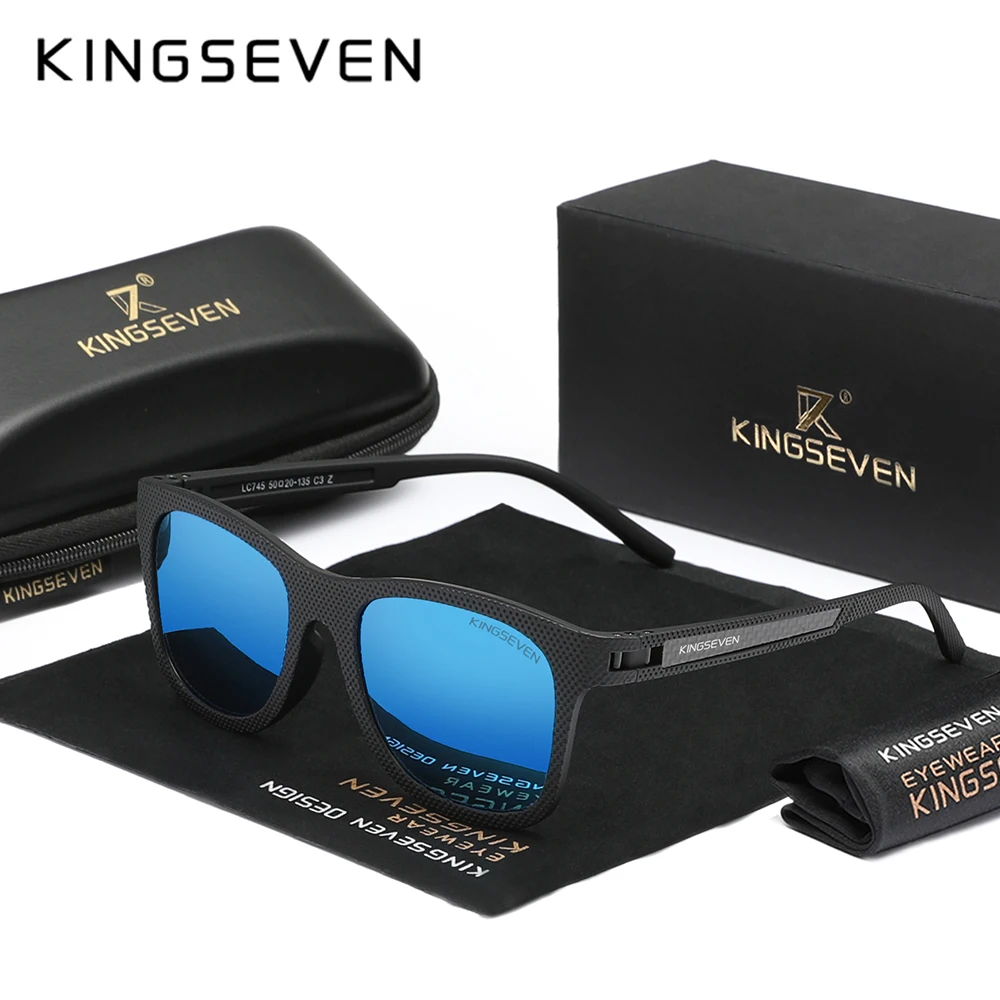 KINGSEVEN Mirror Lens Sunglasses For Men And Woman HD Polarization UV400 Eye Protection Glasses Graininess Scrub Design Eyewear