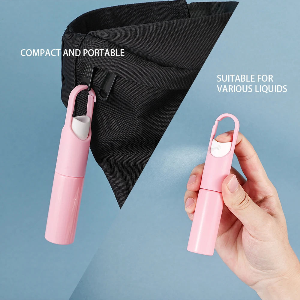 2Pcs 20ml Whit/Pink Empty Spray Bottles with Hook Fine Plastic Travel Refillable for Perfume Essential Oils Toners Cosmetics