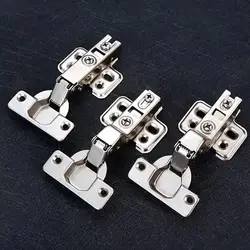 2Pcs Stainless Steel Cabinet Door Hinges Hydraulic Damper Buffer Soft Close Quiet Wardrobe Door Concealed Hinges with Screws