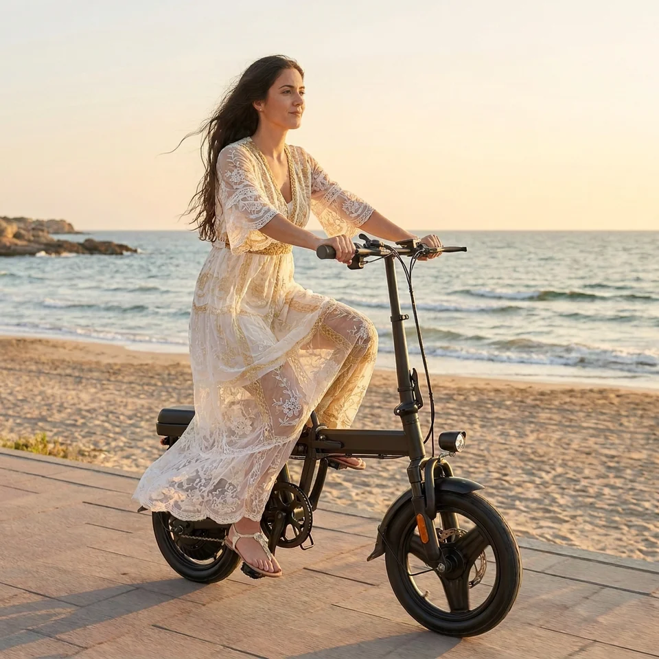 Z1 500W Folding Electric Bike 48V 15Ah Removable Lithium Battery 14 Inch Dual Shock Absorbing E-bike Dual Disc Brake Max 60KM Range Foldable Electric Bicycle for Adult Commuter image 6