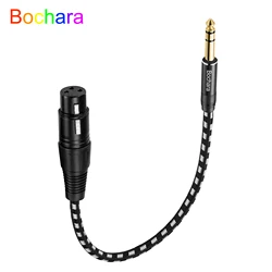 Bochara Braided 6.35mm TRS Stereo to XLR Male Female Converter OFC Audio Cable Shielded For Microphone Mixer Amplifier 30cm