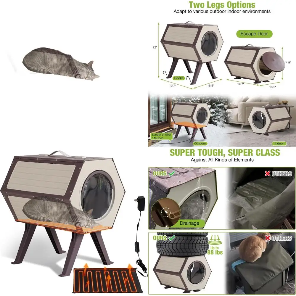 

Expandable Weatherproof Outdoor Cat House with Insulated Shelter and Built-in Heater