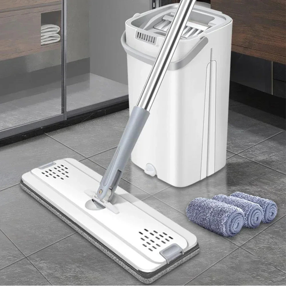 Mops with Bucket, Thickened Mop, Clear Water Separation, Lazy No Hand-Washing,Squeeze Automatic Dewatering Broom, Floor Cleaning