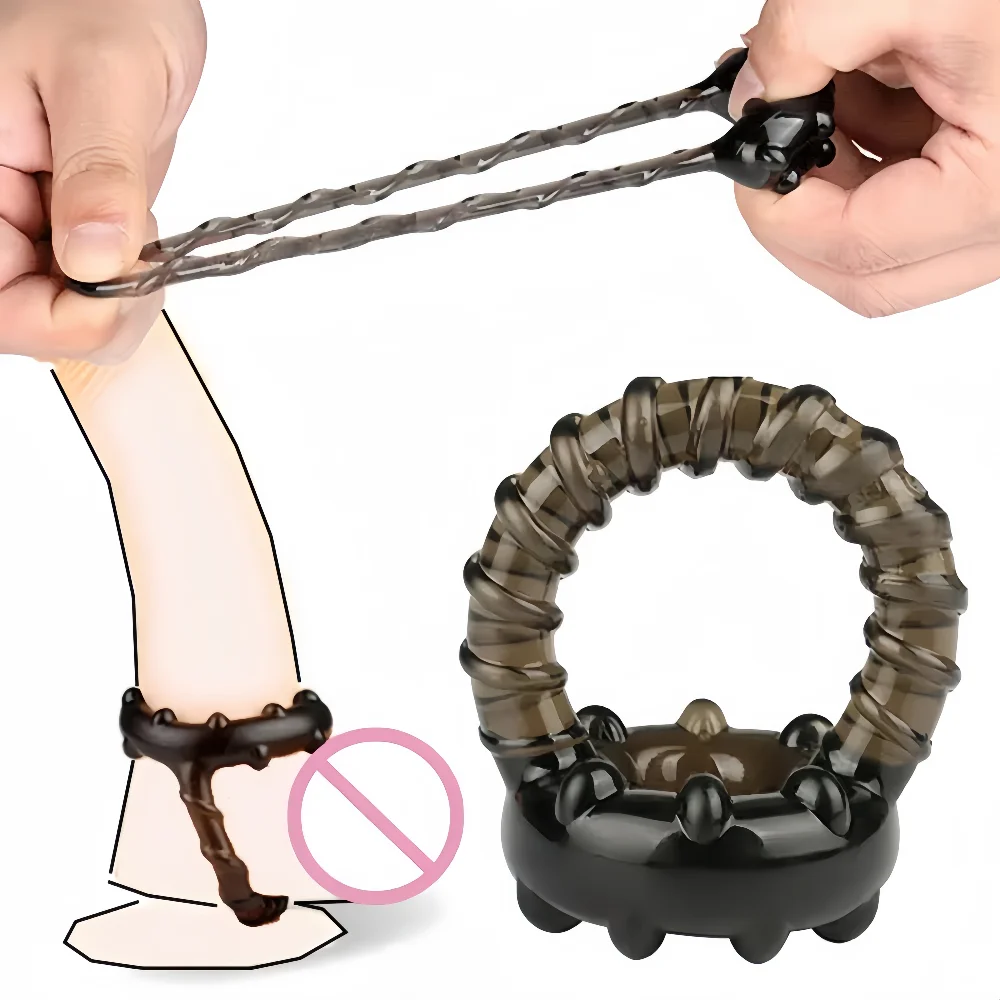 Male Penis Ring Delayed Ejaculation Penis Enlargement Reusable Silicone Semen Lock Ring Sexy Slave Stretching Sex Adult Products - view 2
