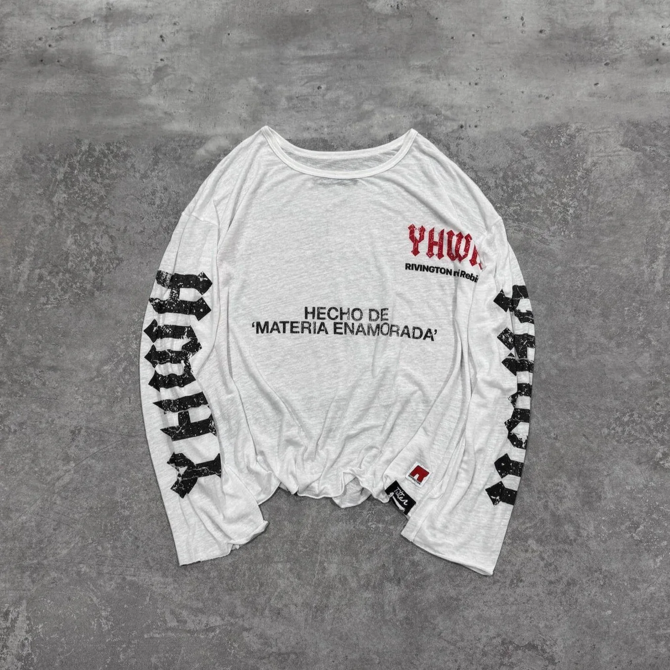 Grunge Distressed Thin Long Sleeve Top Multi Font Letter Print Oversized Sheer Loose Sun Shirt Vintage Streetwear Unisex shirt