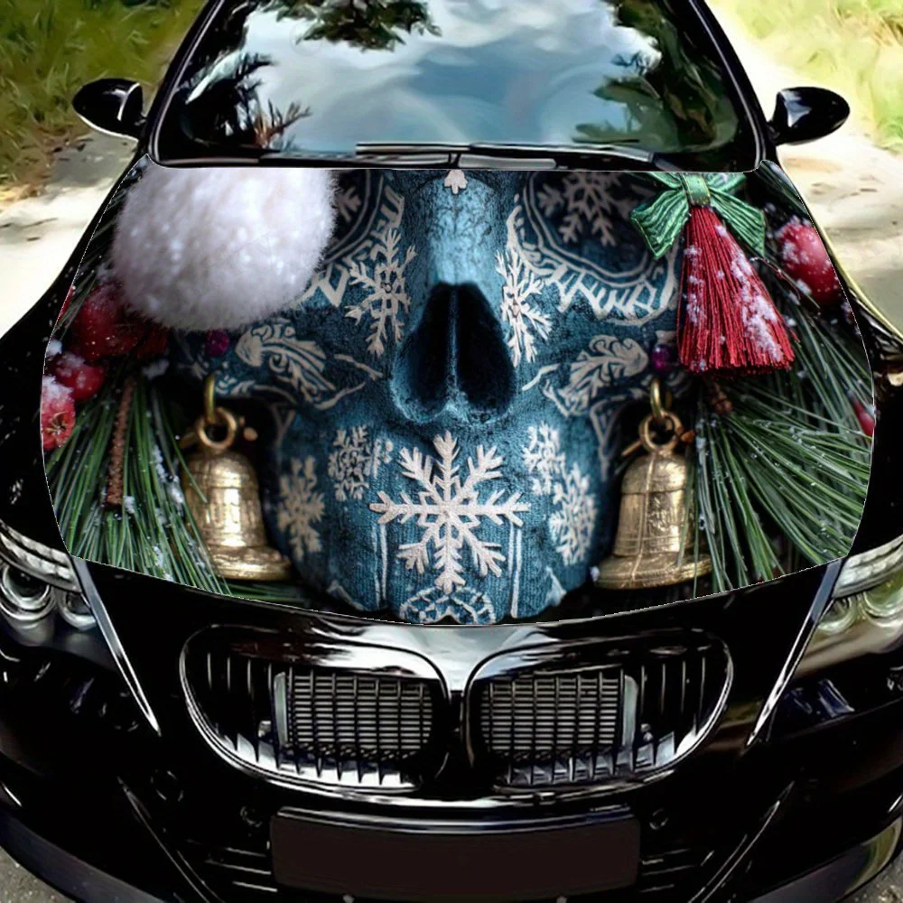 

Снежинка-украшенный череп, наклейка на капот автомобиля, самоклеящаяся водонепроницаемая наклейка на капот автомобиля из ПВХ, украшение автомобиля, устойчивая к царапинам S