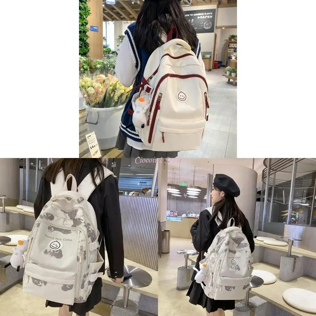 

Y1UB Large Female College Backpack Girl Travel Bookbag Nylon Fashion Ladies Leisure Bag Women Laptop Men School Bag