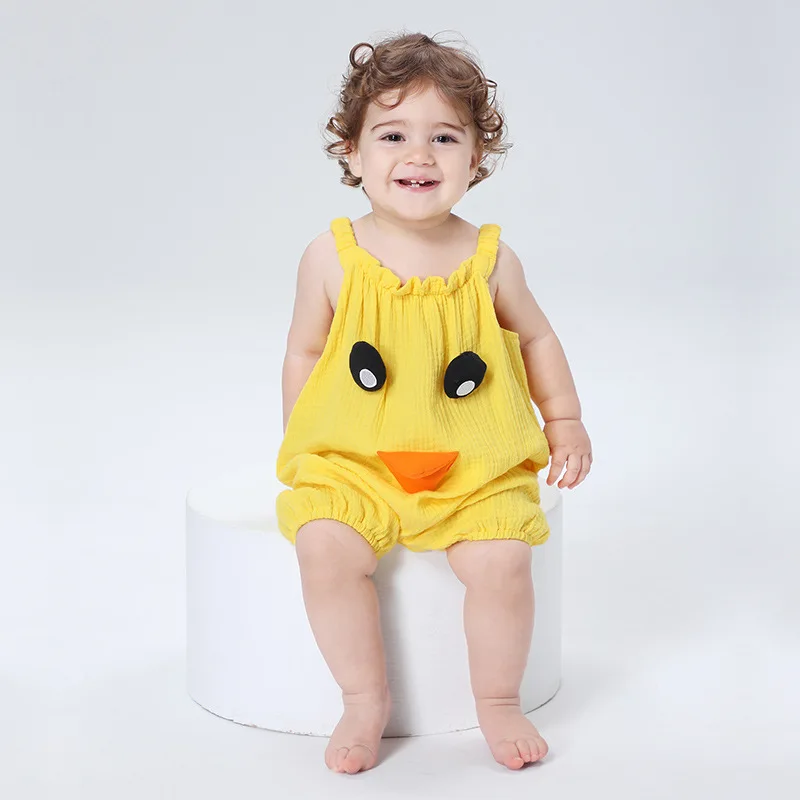 

Duck Kawaii Newborn Baby Clothes Summer Romper Girls Boys Bodysuit Baby Sling Cartoon Cotton Outfits Toddler Infant Onesie 0-3Y