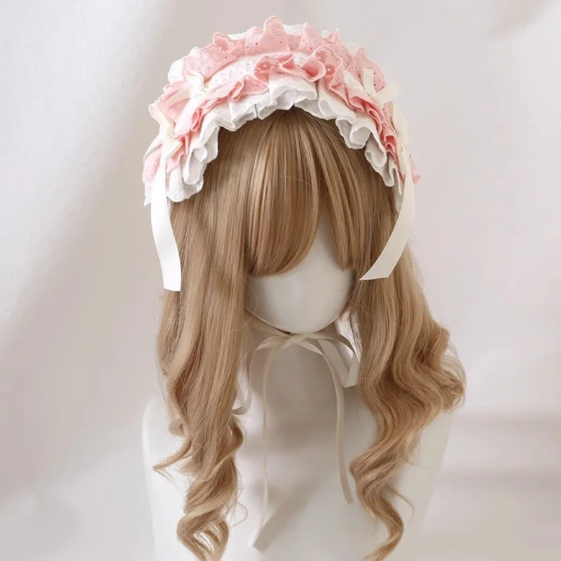 新しい原宿手作りロリータ人形弓かぶとゴシック KC サブカルチャー黒髪バンドスウィートガールヘアクリップアクセサリー