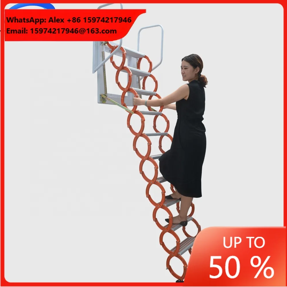 High Quality Retractable Wall Mounted Stairs Telescopic Retractable Loft Folding Step Ladder