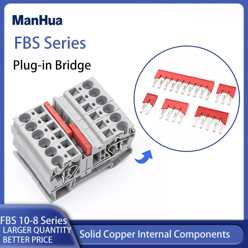 ManHua 10Pcs FBS10-8 For PT6 ST6 Wire Connectors Terminal Block Accessories FBS Electric Jumpers Plug-In Bridge 2/3/4/5/10 Seats
