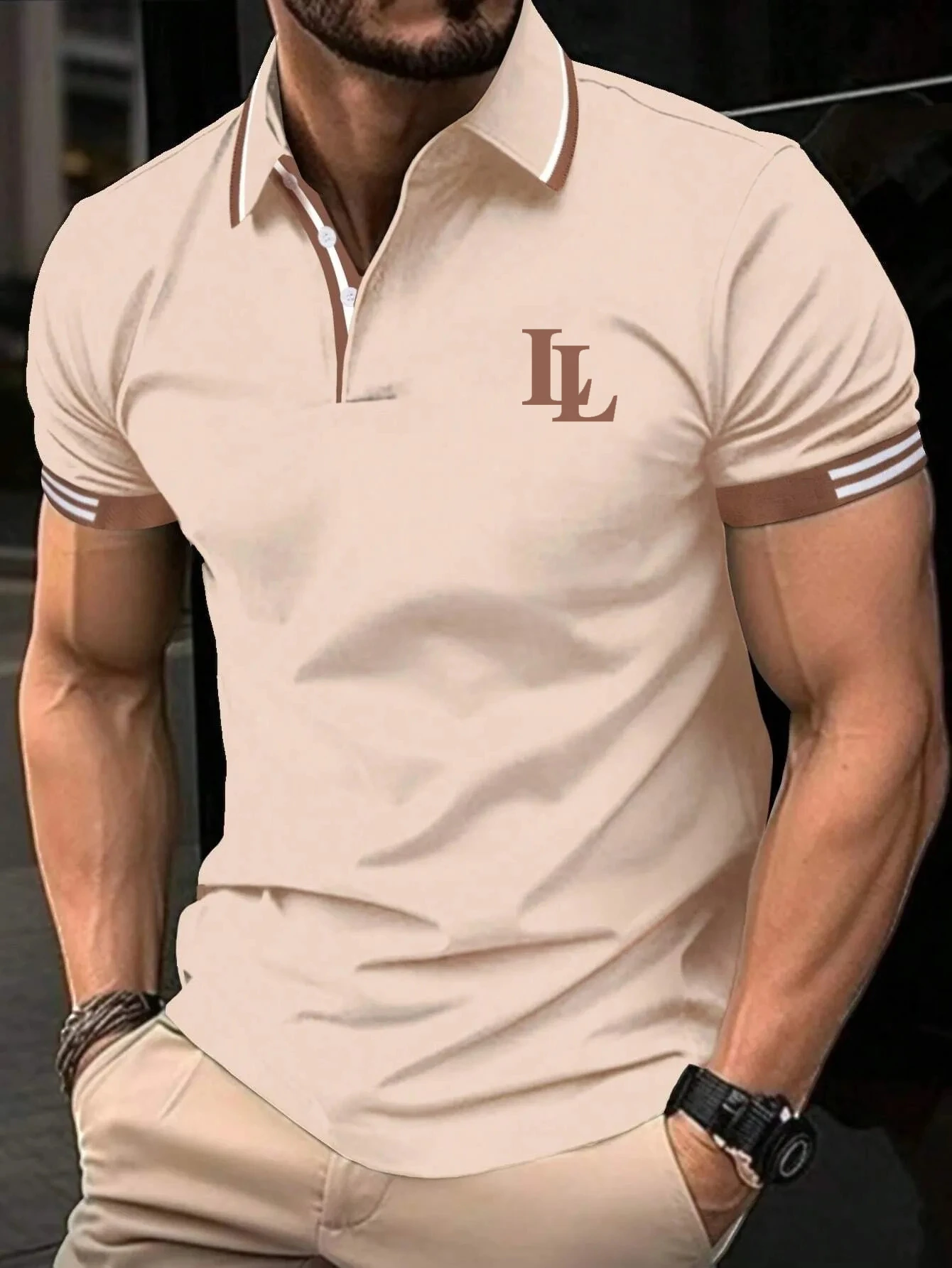 Summer Selling Men's Polo Short-Sleeved Men's New Shirt Business Leisure Sports Senior Luxury High-Quality Button Trend T-Shirt