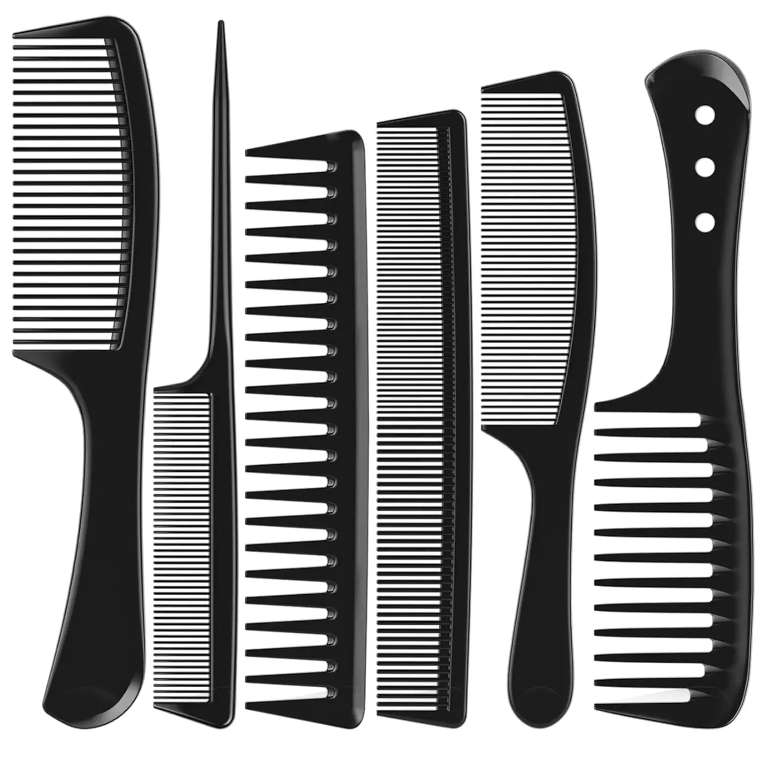 Black Durable Hair Combs for Women & Men, Ideal for Wet Curly Hair Detangling, Styling & Cutting