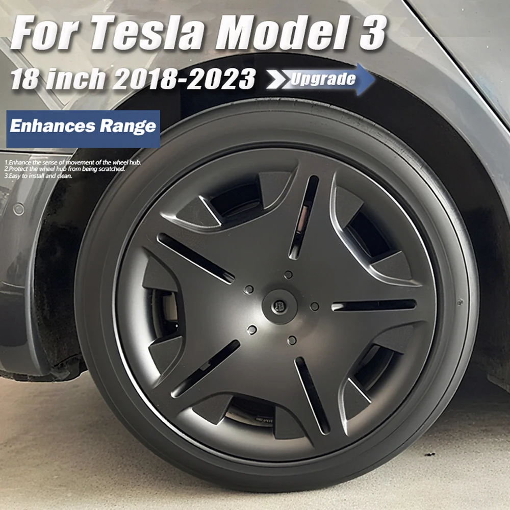 

4PCS Wheel Cap Performance for Tesla Model 3 Replacement Automobile 18-Inch Hubcap Full Rim Cover Accessories 2018-2023 Hub Cap