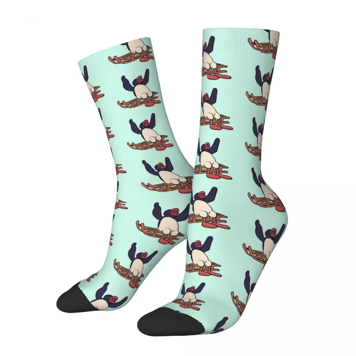 I Draw Screaming Penguin On A Sleigh Meme Angery Pingu Unisex Winter Socks Hiking Happy Socks Street Style Crazy Sock