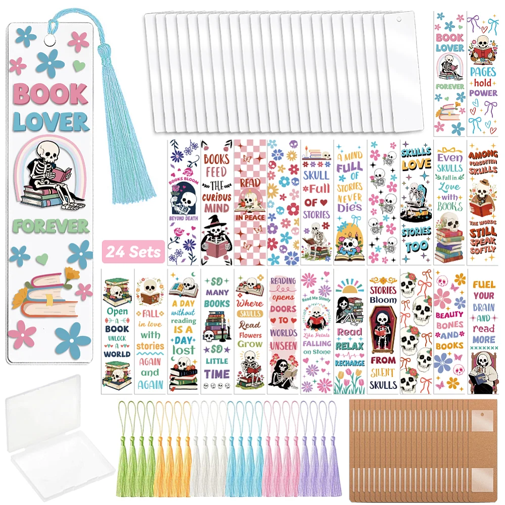 DIY Bookmark Making Kits including Kraft Paper Bookmark Display Cards Tassel Decorations Bookmark Pendants for Handmade Gift