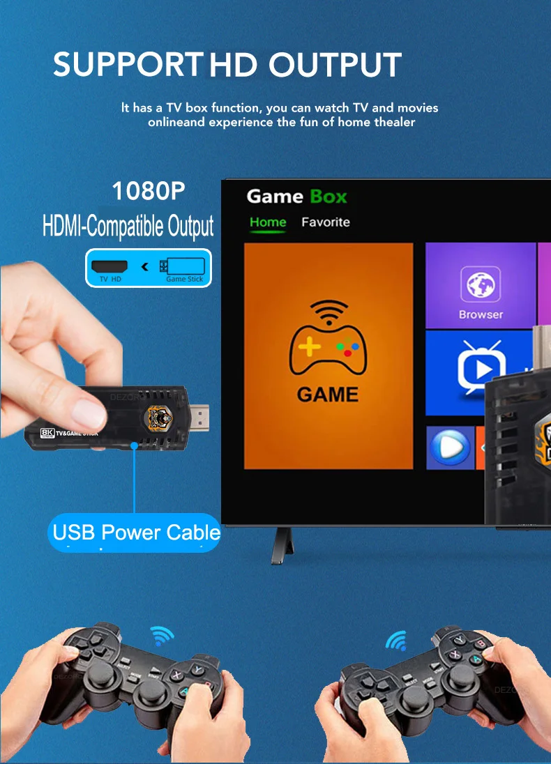 X8 Game Stick 4K Dual System Mini TV Video Game Consoles 10000 Retro Games For PS1 PSP Android TV Stick for Netflix Youtube