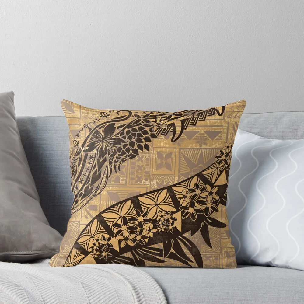 

Vintage Samoan Old Tapa Threads Throw Pillow home decor items New year Embroidered Cushion Cover luxury home accessories pillow