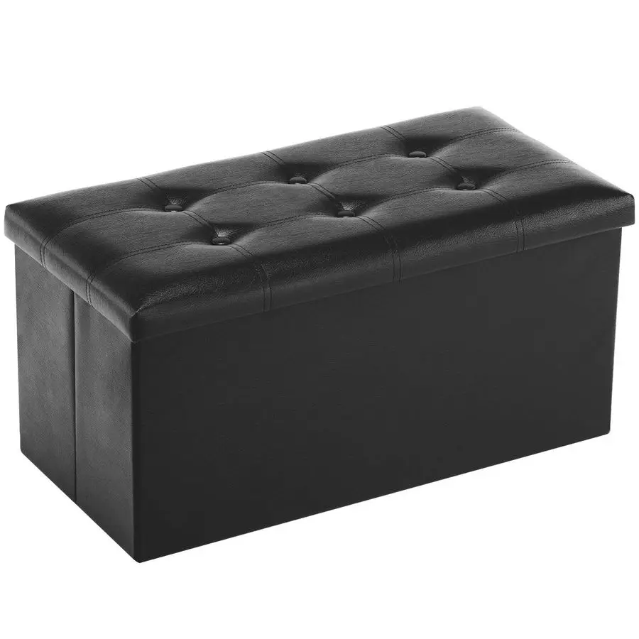 

Folding Storage Ottoman Bench, Faux Leather Footrest Couch for Living Room, 30 inch Storage Bench with Padded Seat for Bedroom H