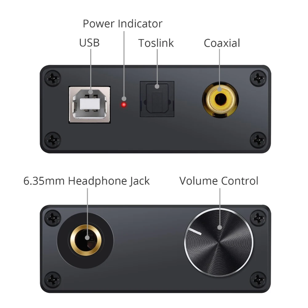 Adaptor konverter Audio DAC USB, dengan penguat Headphone USB ke koaksial S/PDIF Digital ke Analog 6.35mm kartu suara Audio