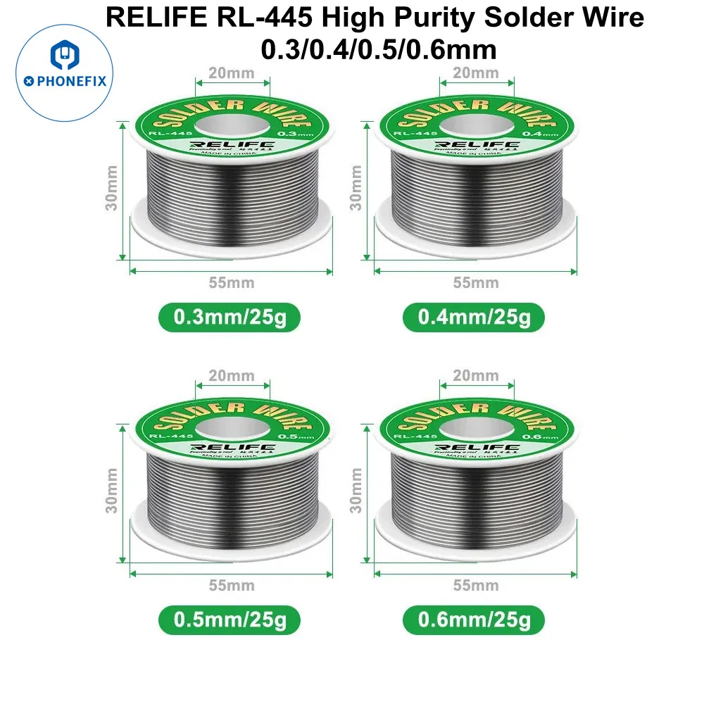 RELIFE 25g Solder Wire Rosin Core Soldering Tin Wire RL-445 0.6/0.5/0.4/0.3mm for Various Electronic Phone PCB CPU Welding Tools