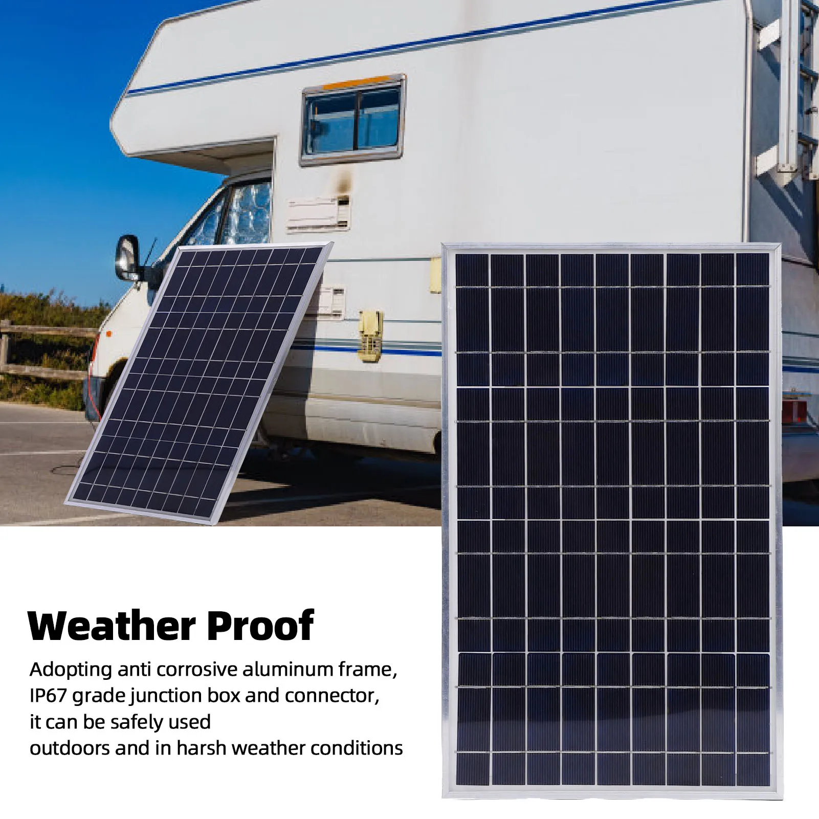 Panel Solar de 100W IP67 a Prueba de Agua, Kit de Controlador de Panel Solar de 12V 10-50A, Regulador con Puertos USB Tipo C para Auto, RV, Bote, Remolque