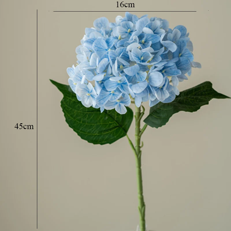 Blue Artificial Hydrangea Flowers Real Touch Green Artificial Hydrangea Branches Decoration Wedding Bouquet Flower Arrangement