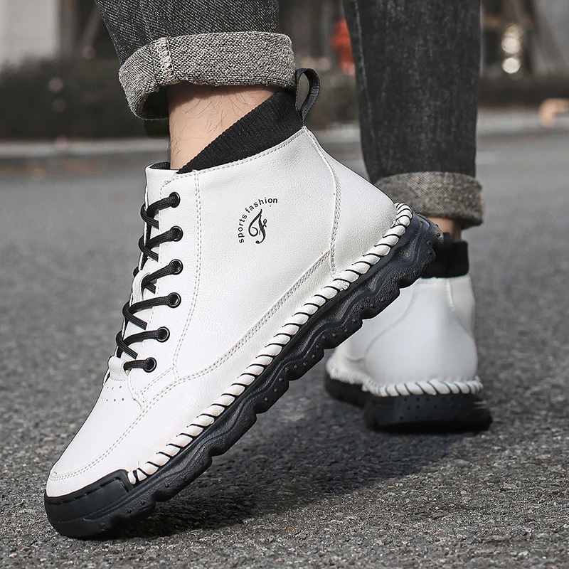 

Branded Business Lace-Up Commuting Boots High-quality Outdoor Flats Walking Boots Fashionable Men's Leather Casual Ankle Boots