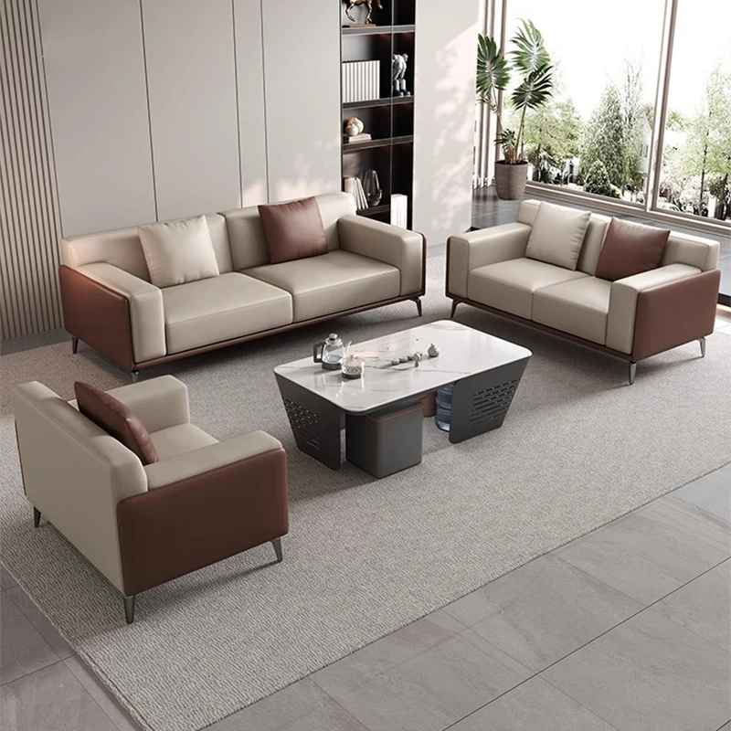 Modern Modular Leather Extendable Office Reception Sofa Set Metal Base For Hotels Schools Commercial Use Apartment Dining