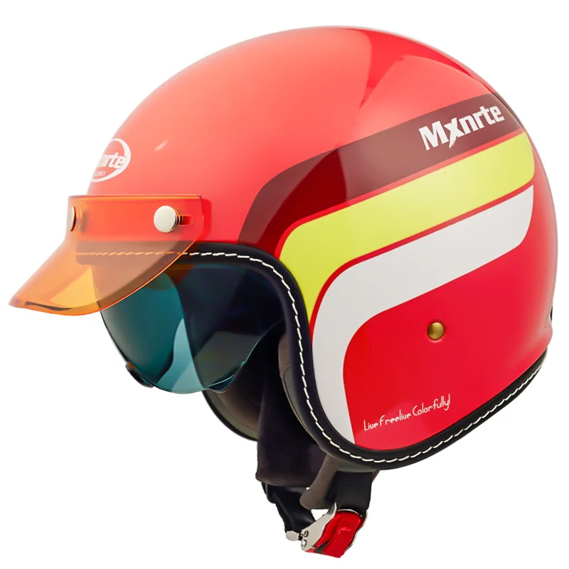 Original Mxnrte Flying Red Retro Helmet Unisex Racing Motorcycle Vintage Half Helmet Summer Season Unisex Helmet Casque Casco